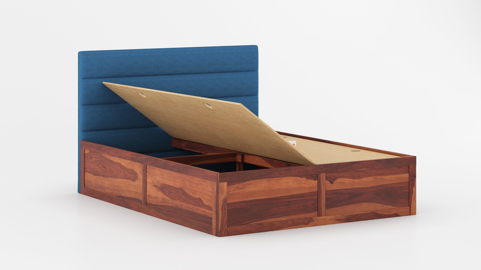 Niva Sheesham Wood bed with Upholstered headboard Box Storage King Size - Furnishka 