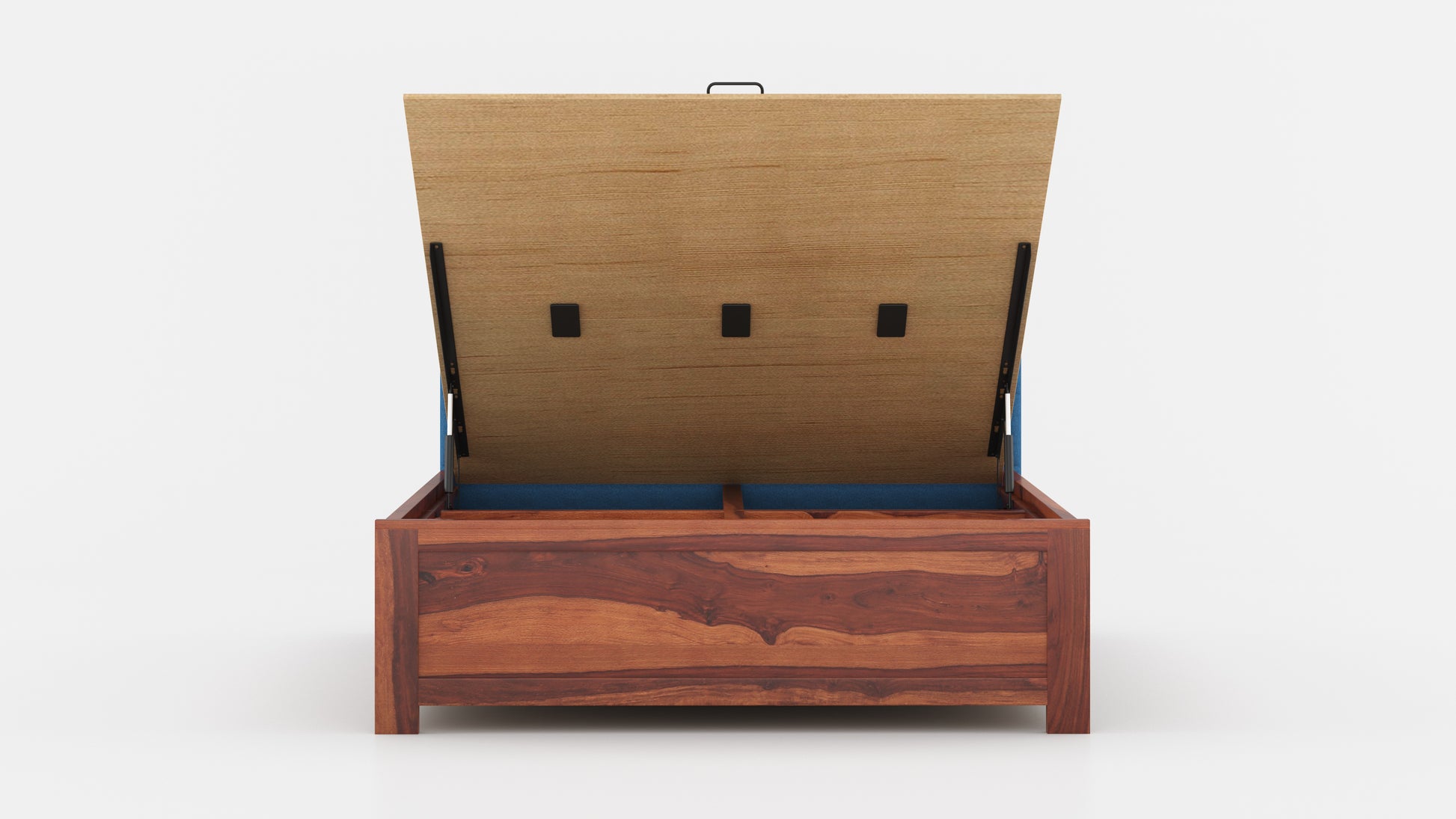 Niva Sheesham Wood bed with Upholstered headboard Hydraulic Storage King Size - Furnishka 