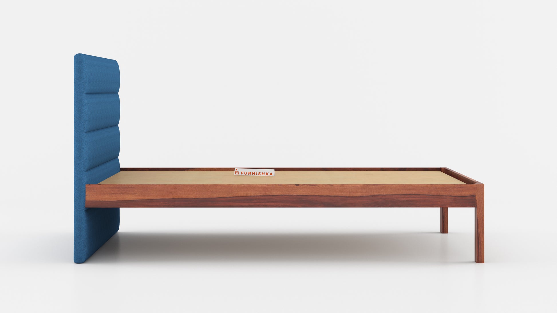 Niva Sheesham Wood bed with Upholstered headboard Non Storage King Size - Furnishka 