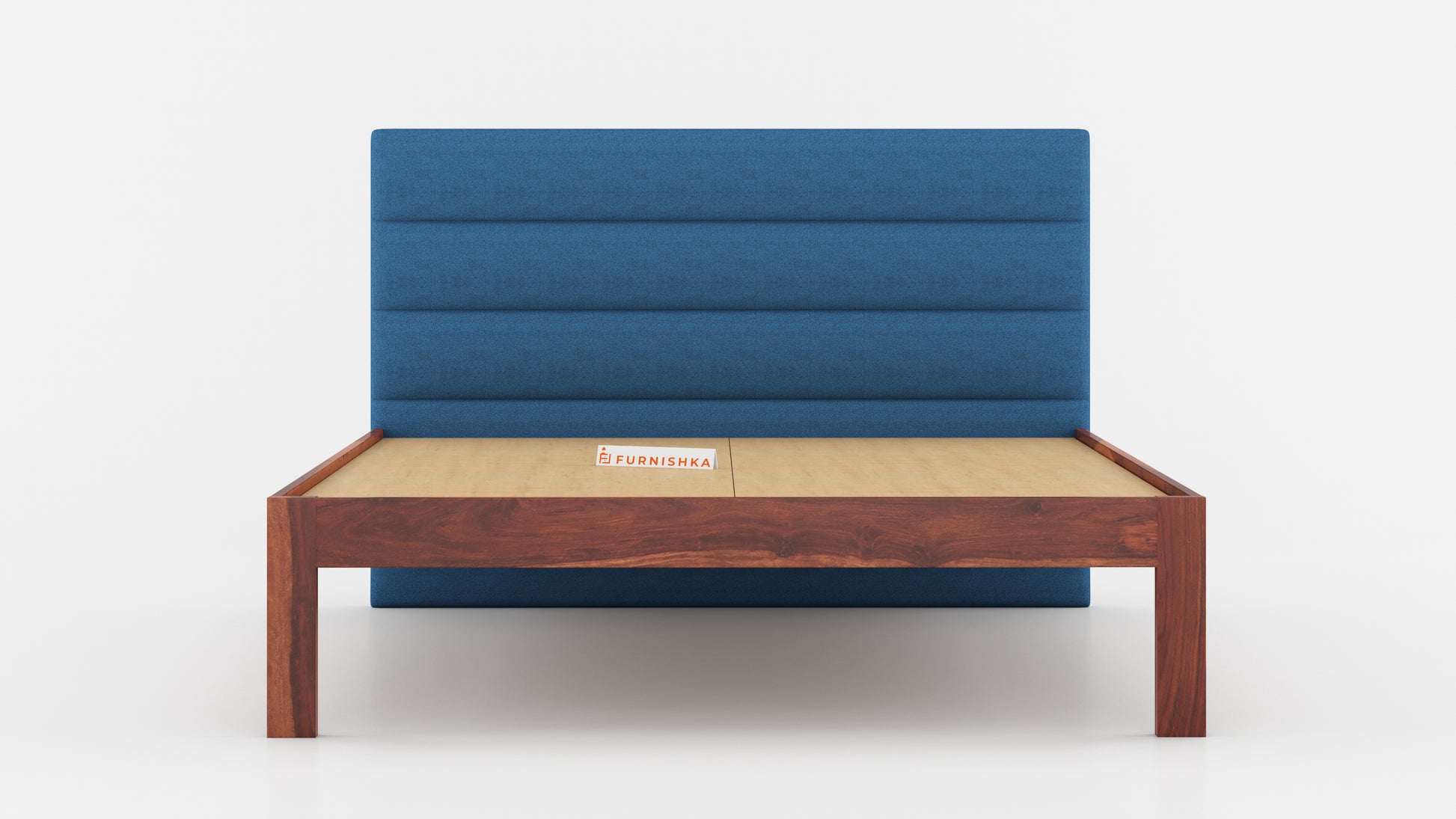 Niva Sheesham Wood bed with Upholstered headboard Non Storage King Size - Furnishka 