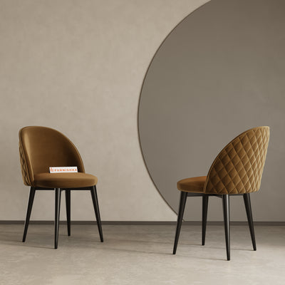 Noel Dining Chair With Black Leg Brown