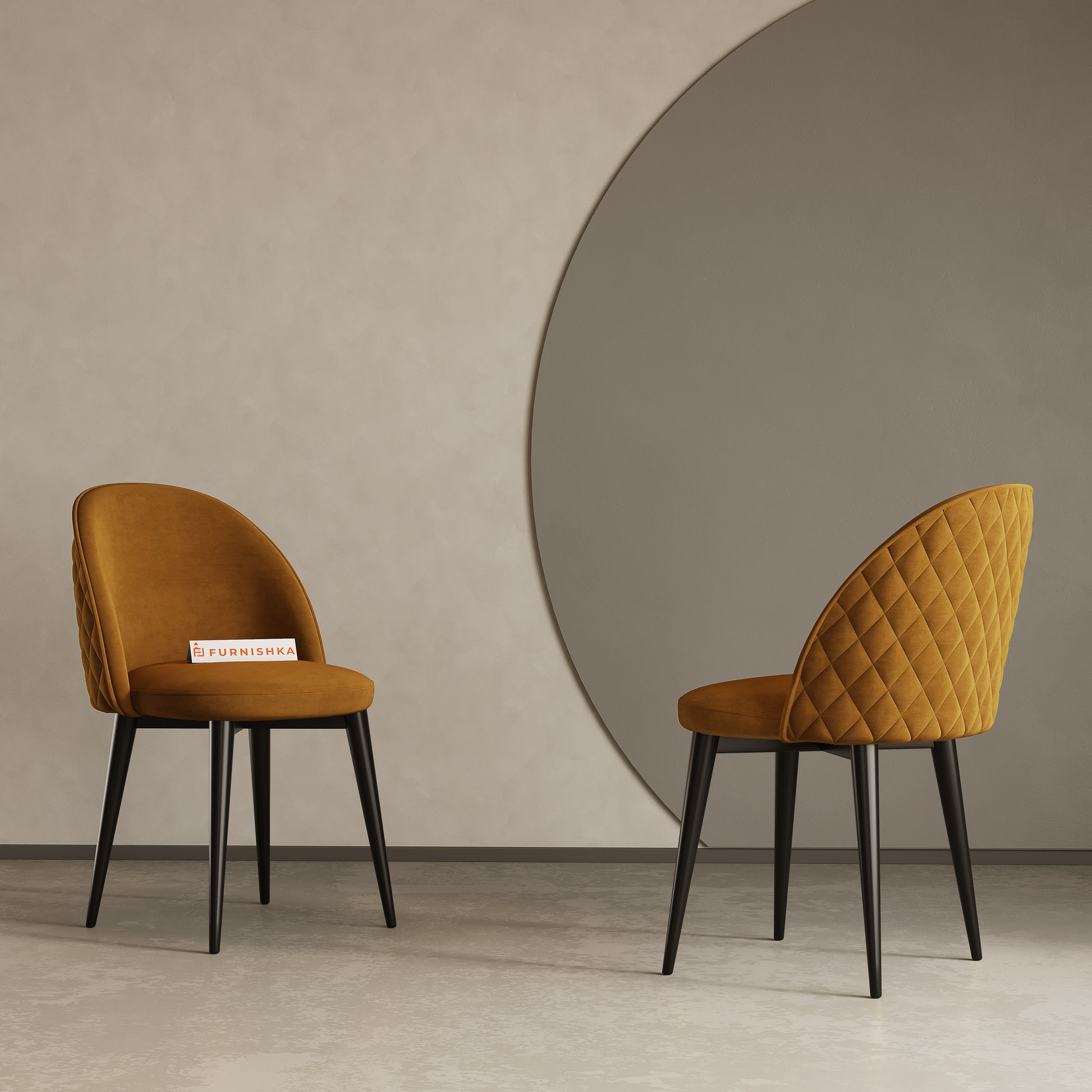 Noel Dining Chair With Black Leg Mustard Yellow - Furnishka 
