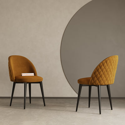 Noel Dining Chair With Black Leg Mustard Yellow