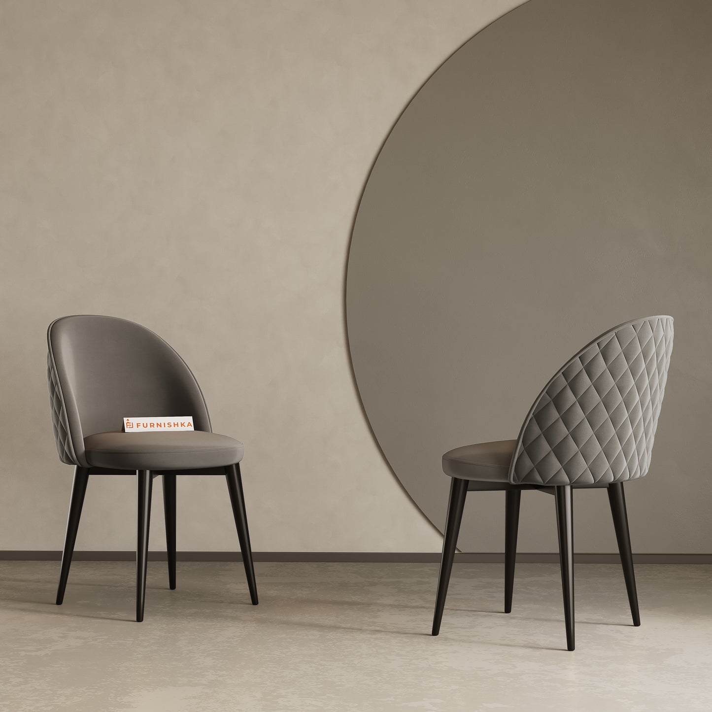 Noel Dining Chair With Black Leg Space Grey - Furnishka 