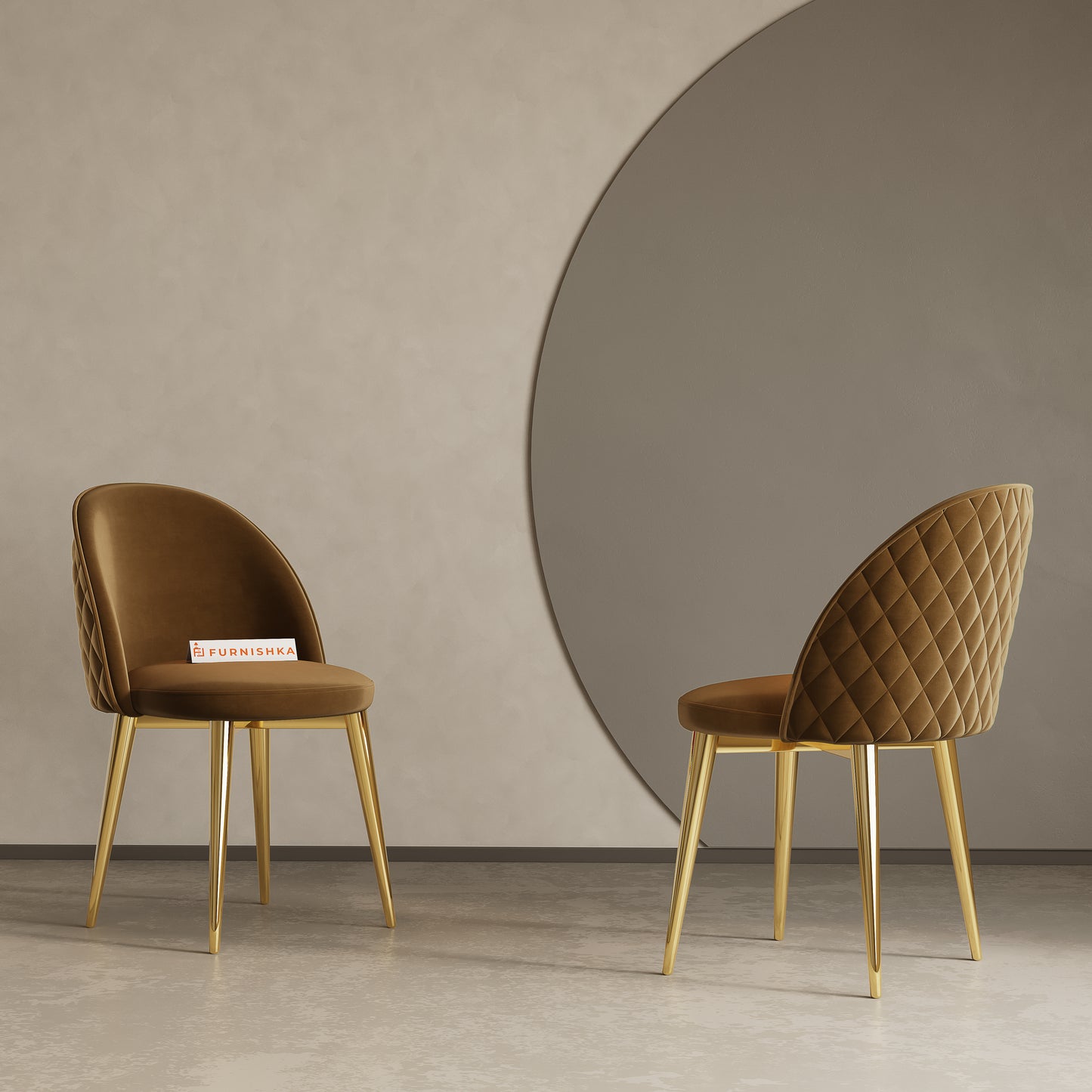 Noel Dining Chair With Gold Leg Brown - Furnishka 