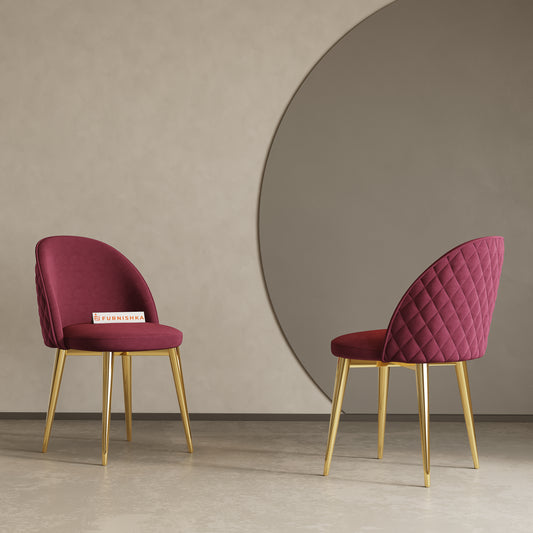 Noel Dining Chair With Gold Leg Red Wine - Furnishka 