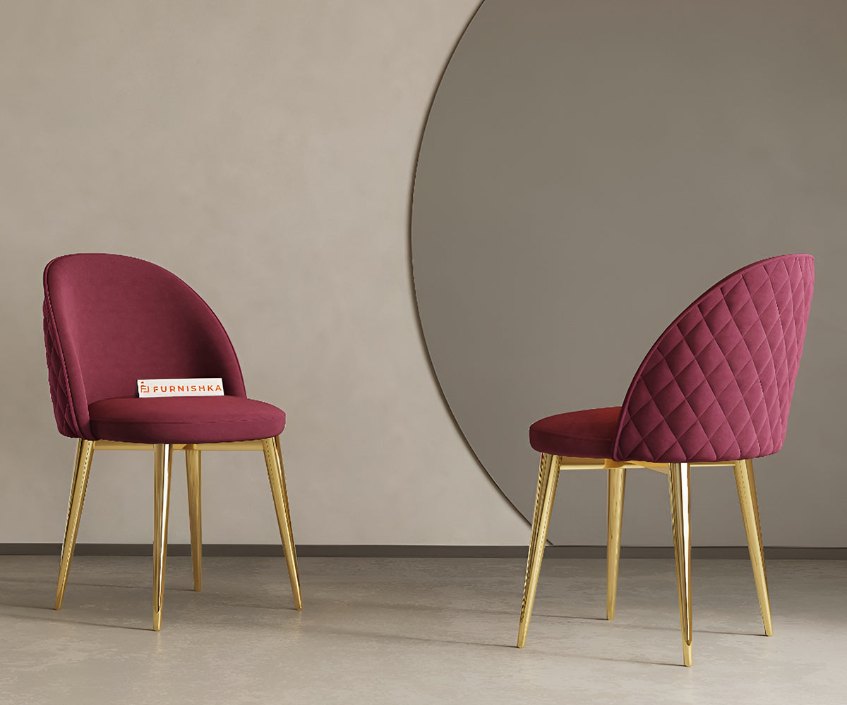 Noel Dining Chair With Gold Leg Red Wine - Furnishka