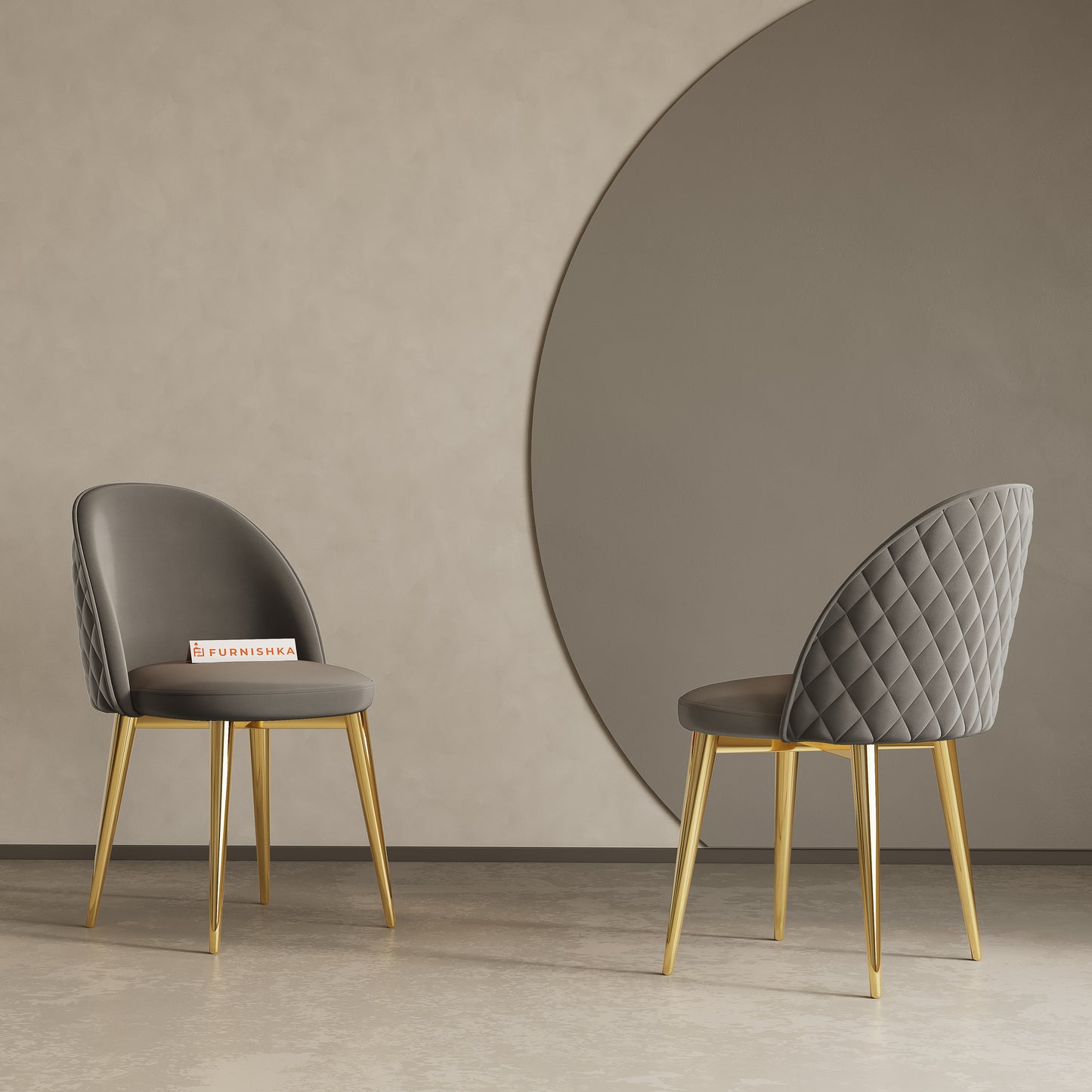 Noel Dining Chair With Gold Leg Space Grey - Furnishka 