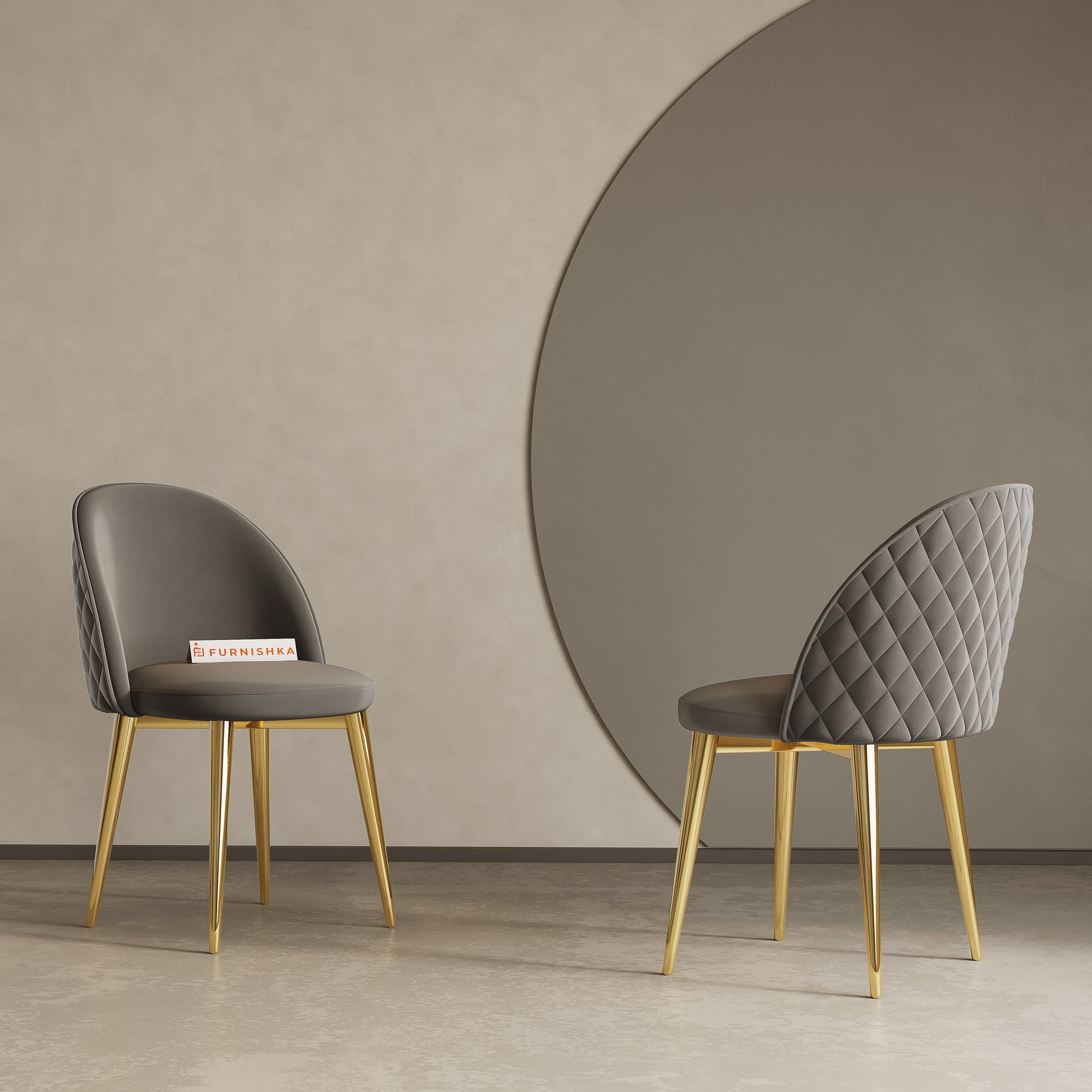 Noel Dining Chair With Gold Leg Space Grey - Furnishka 