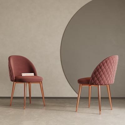 Noel Dining Chair With Rose Glod Leg Flamingo Pink