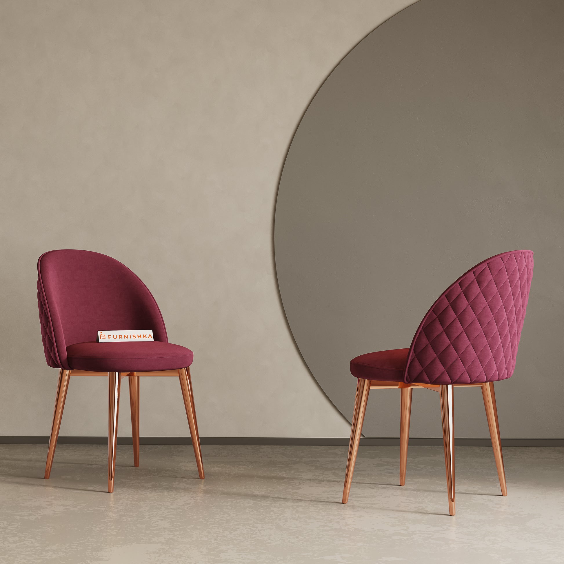 Noel Dining Chair With Rose Glod Leg Red Wine - Furnishka 