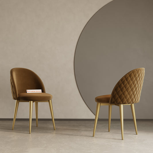 Noel Dining Chair With powder coating Leg - Brown - Furnishka