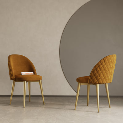 Noel Dining Chair With powder coating Leg - Mustard yellow