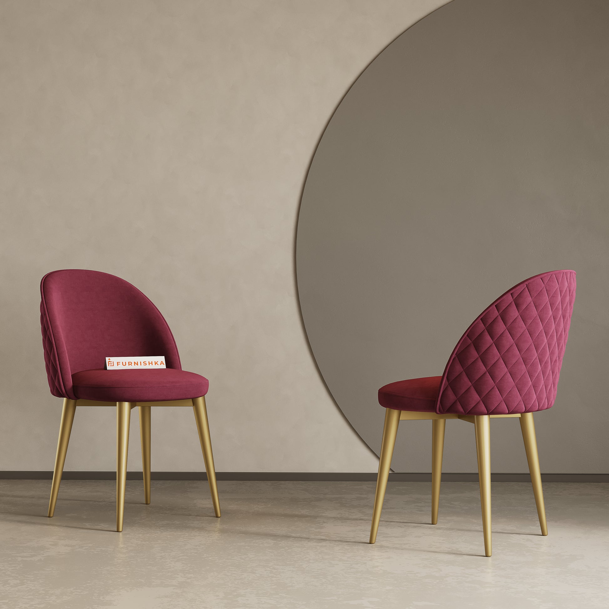 Noel Dining Chair With powder coating Leg - Red wine - Furnishka 