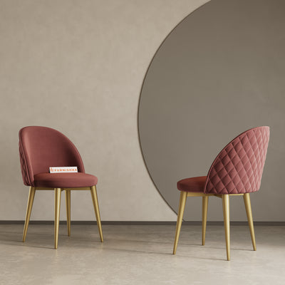 Noel Dining Chair With powder coating Leg - flamingo pink