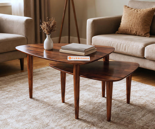 Noir Sheesham Wood Coffee Table Set - Furnishka 