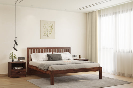 Arya Solid Wood Queen Bed without Storage