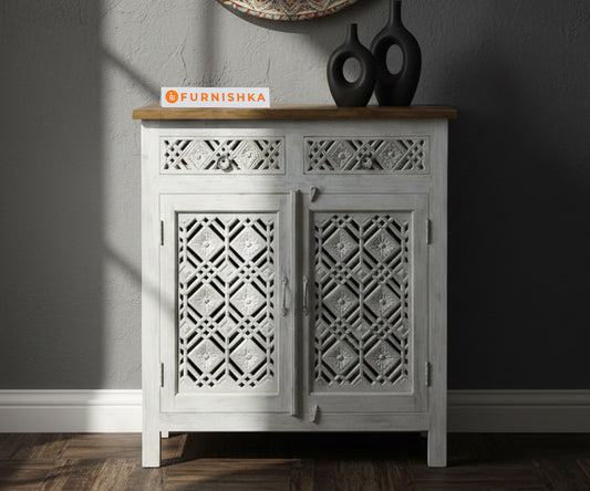 Nordic Geo Two Door Cabinet Distressed - Furnishka 