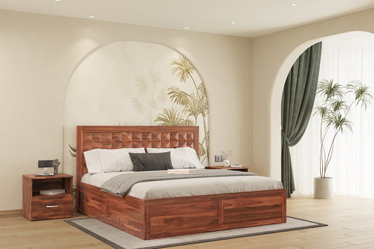 Nova Box Bed in Sheesham - Queen Size - Furnishka 