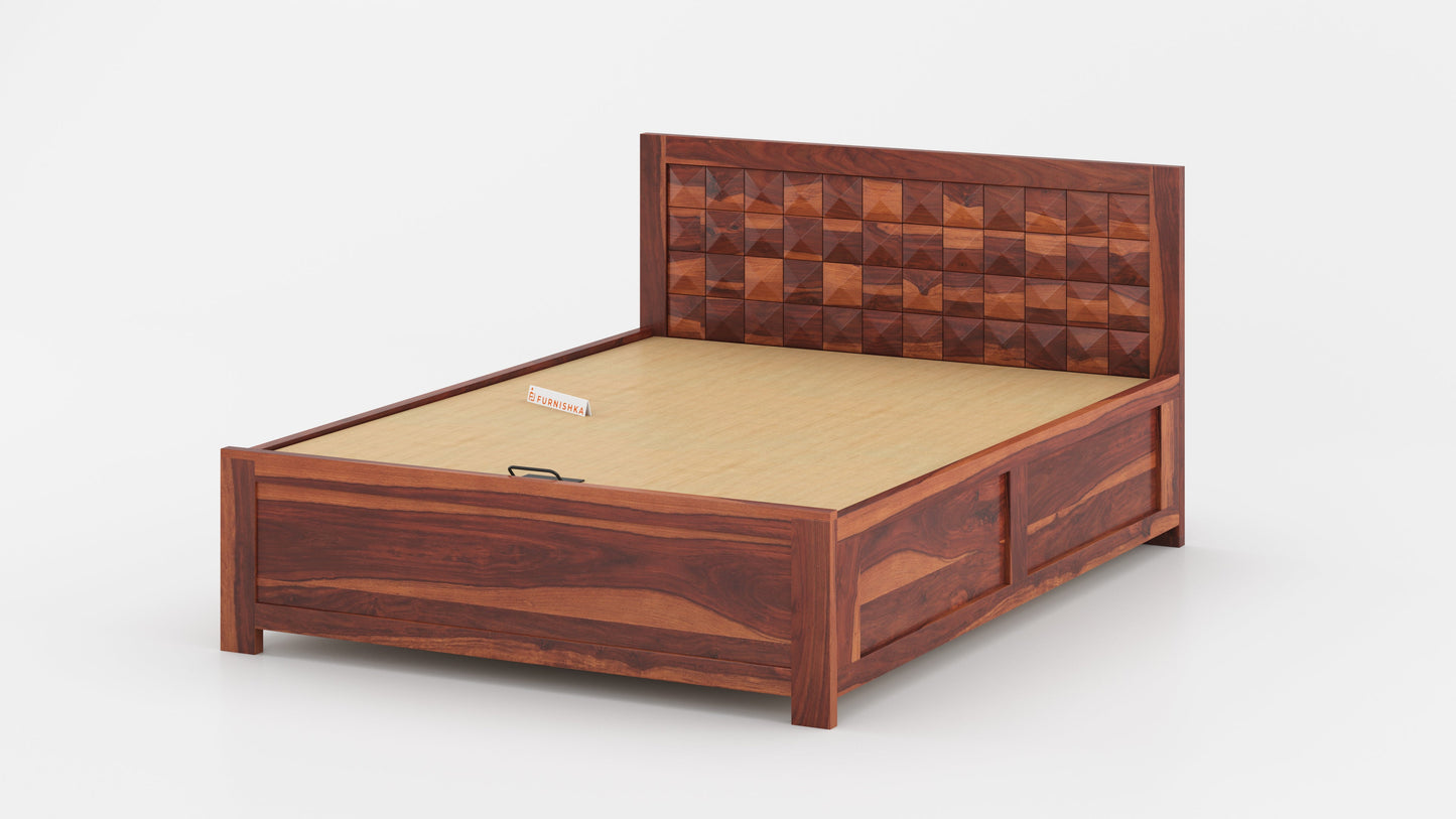 Nova Hydraulic Bed in Sheesham-King Size - Furnishka 