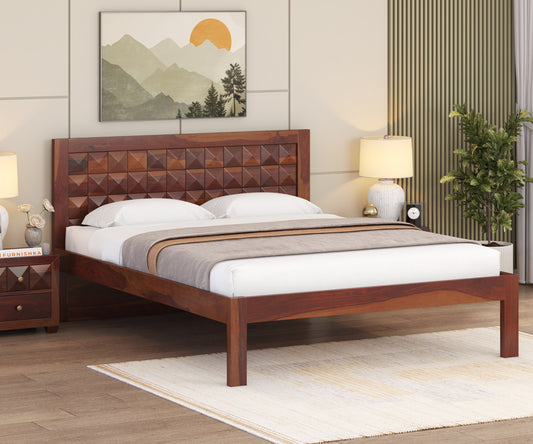Nova Non Storage Bed in Sheesham - Queen Size - Furnishka