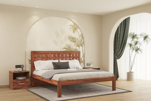 Nova Non Storage in Sheesham - Queen Size - Furnishka