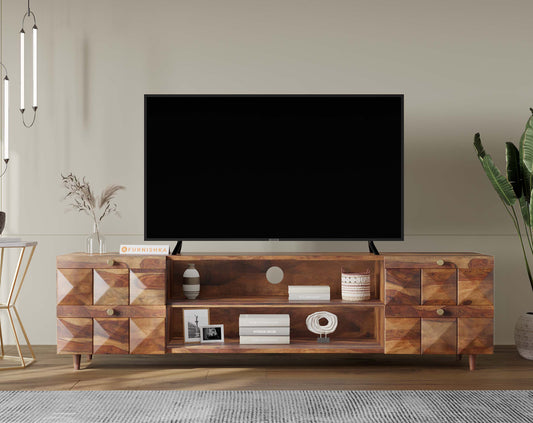 Nova Palvich Sheesham TV Unit with 4 Drawers - Furnishka 