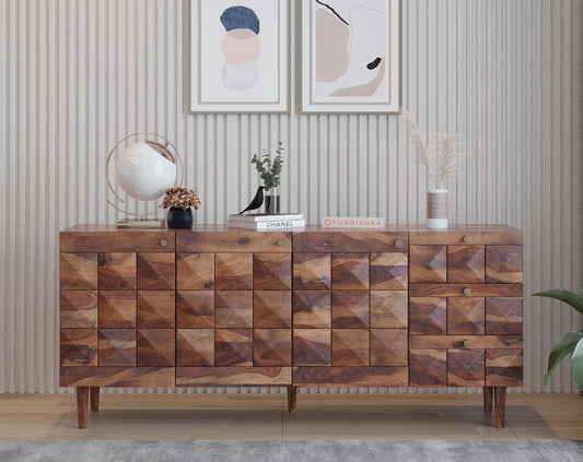 Nova Toshi Sideboard With 3 shutters and 3 drawers in Sheesham - Furnishka 