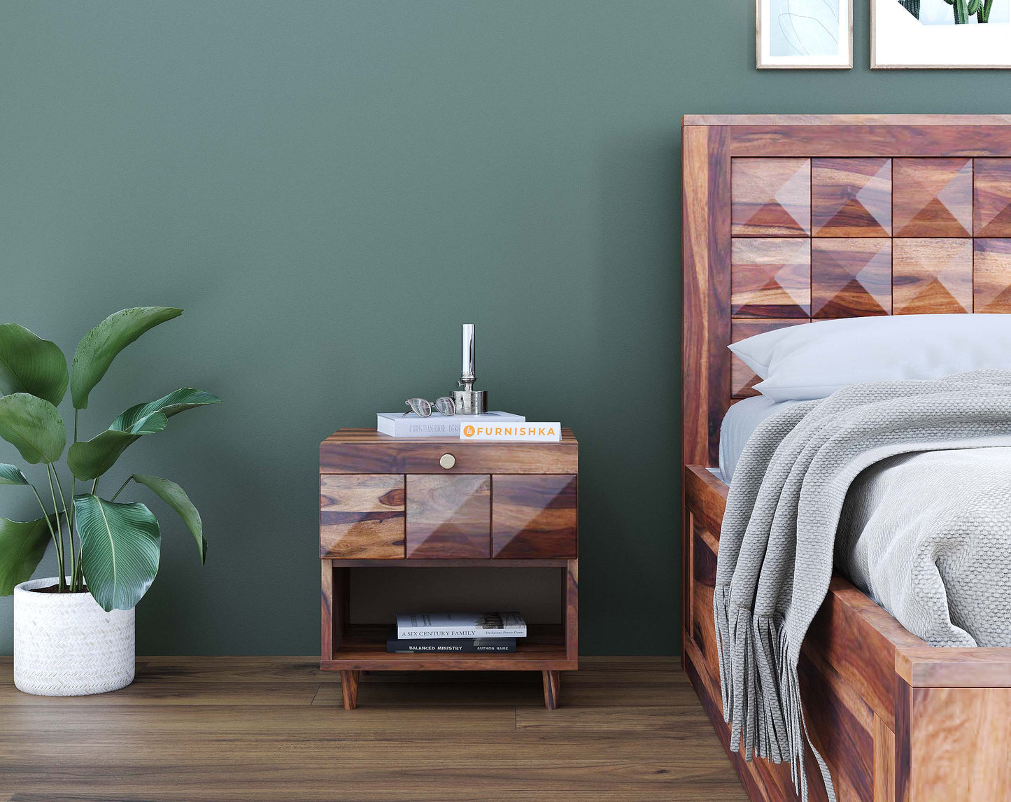 Nova Upper Drawer Bedside Table In Sheesham - Yoho - Furnishka 