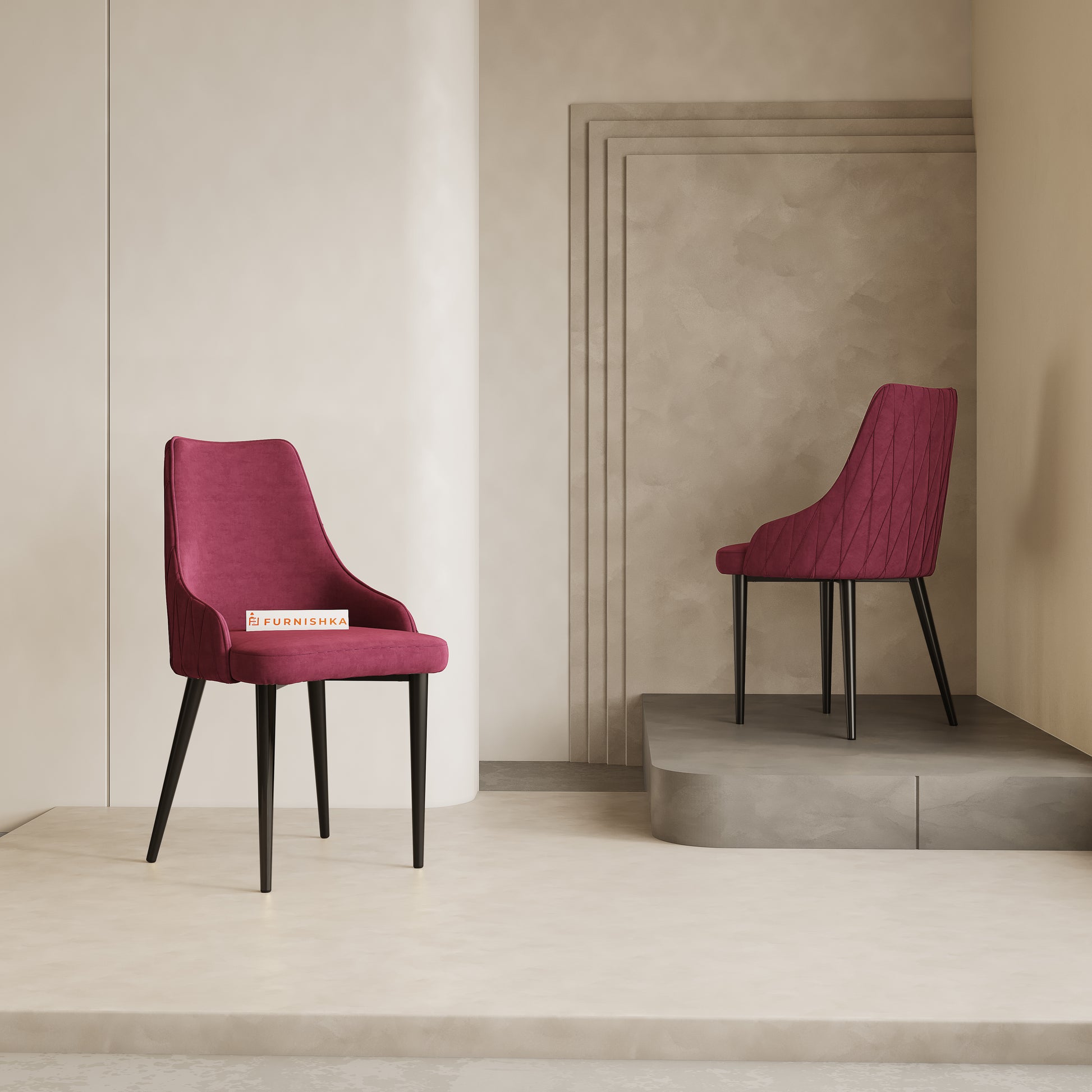 Nyla Dining Chair With Black Leg - Red Wine - Furnishka 