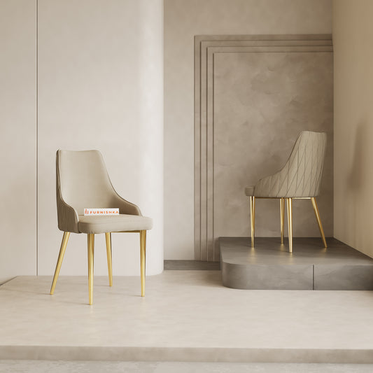 Nyla Dining Chair With Gold Leg-light beige - Furnishka