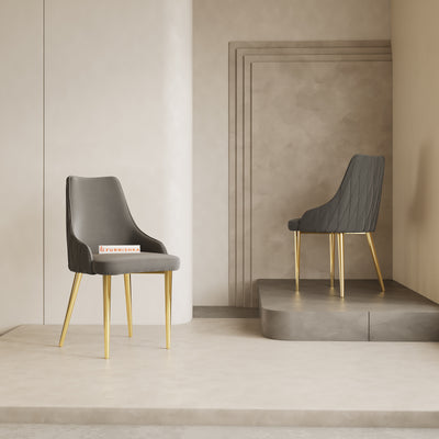 Nyla Dining Chair With Gold Leg - space grey