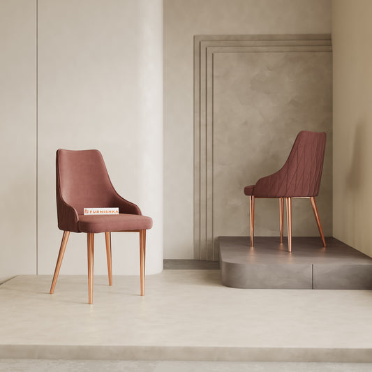 Nyla Dining Chair With Rose Glod Leg  Flamingo Pink - Furnishka