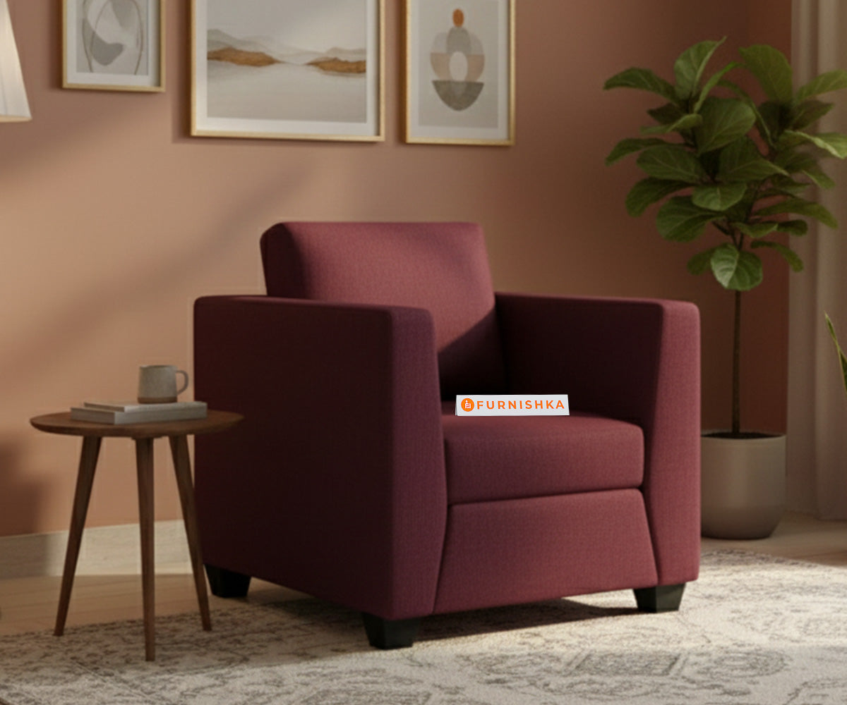 Oliver 1 Seater Sofa Red Wine - Furnishka 