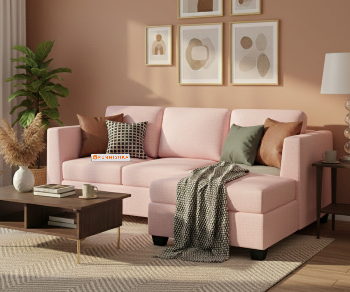 Oliver 2 Seater Sectional Sofa - RHS Flamingo Pink - Furnishka 
