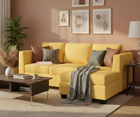 Oliver 2 Seater Sectional Sofa-RHS Mustard Yellow - Furnishka