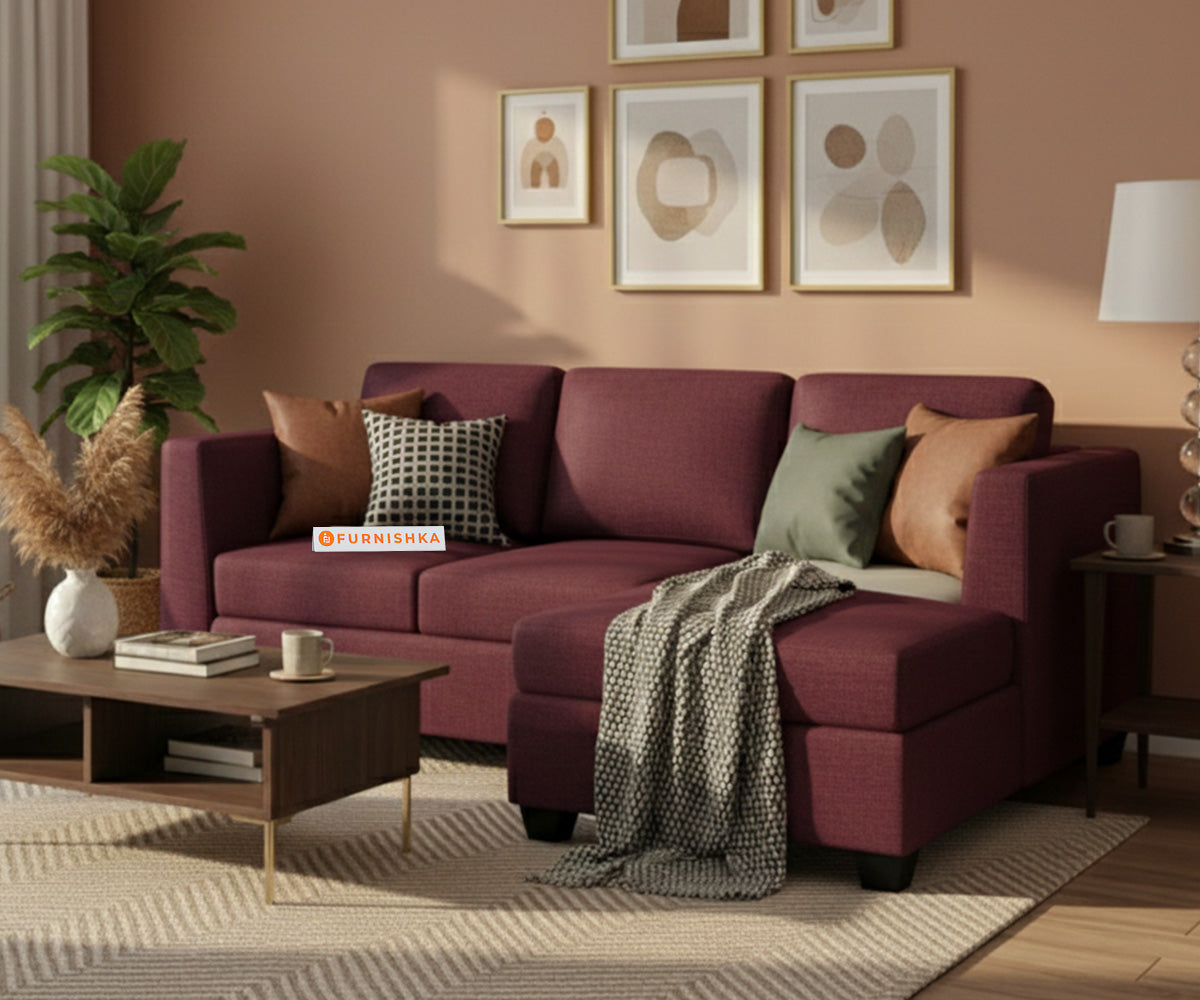 Oliver 2 Seater Sectional Sofa - RHS Red Wine - Furnishka 