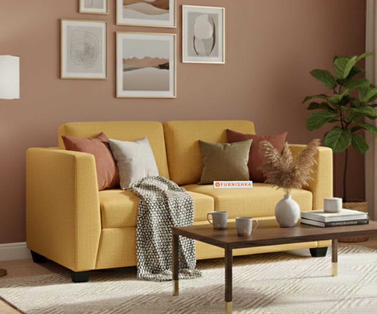 Oliver 2 Seater Sofa Mustard Yellow - Furnishka 