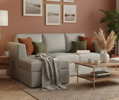 Oliver 2 Seater Sofa cum Bed - LHS Light Beige - Furnishka 