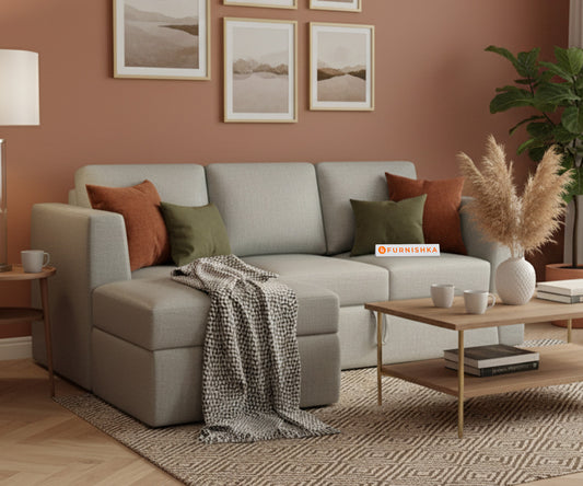 Oliver 2 Seater Sofa cum Bed - LHS Light Beige - Furnishka 