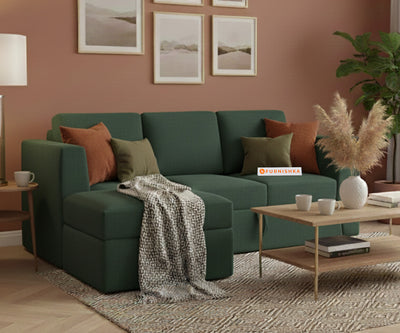 Oliver 2 Seater Sofa cum Bed - LHS Pine Green