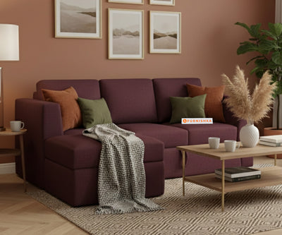 Oliver 2 Seater Sofa cum Bed - LHS Red Wine
