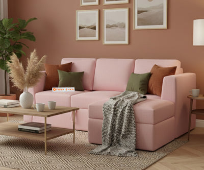 Oliver 2 Seater Sofa cum Bed - RHS Flamingo Pink
