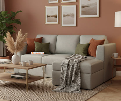 Oliver 2 Seater Sofa cum Bed - RHS  Light Beige - Furnishka 