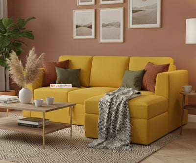 Oliver 2 Seater Sofa cum Bed - RHS Mustard Yellow