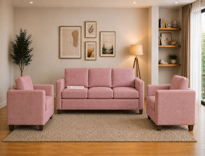 Oliver 3+1+1 Seater Sofa Set Flamingo Pink