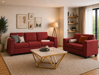 Oliver 3+2 Seater Sofa Set Red Wine