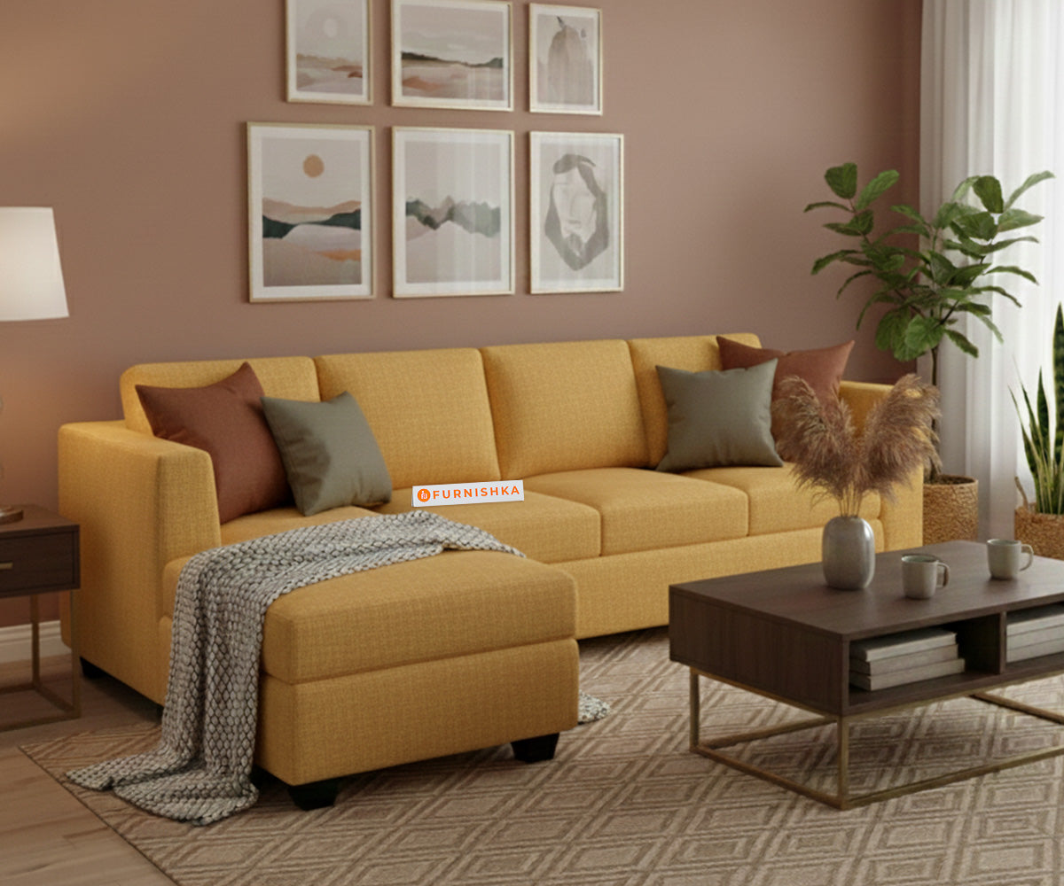 Oliver 3 Seater Sectional Sofa - LHS Mustard Yellow - Furnishka 