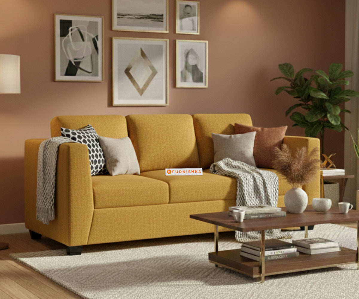 Oliver 3 Seater Sofa Mustard Yellow - Furnishka 