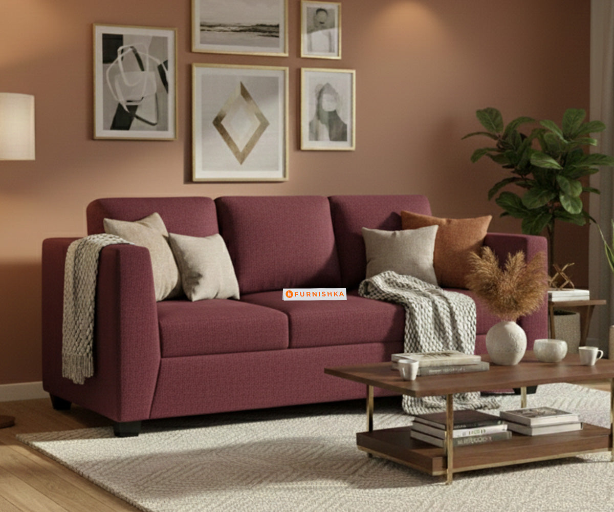 Oliver 3 Seater Sofa Red Wine - Furnishka 